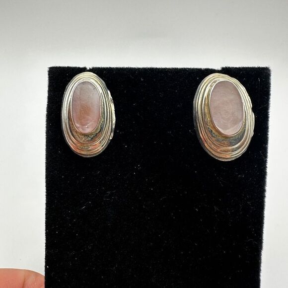 Mother of Pearl and Stamped Sterling silver post/ stud earrings! - Picture 13 of 15